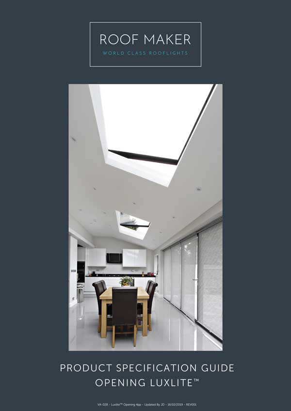 Roof Maker Luxlite Pitched Roof Rooflights Opening Product Spec Cover